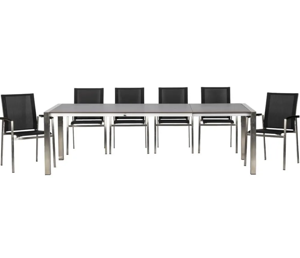 Acamp Esstisch-Gruppen|Gartenmöbel-Sets - Gartenmöbel-Set Ausziehtisch Auris und Stapelstuhl Auris, 7-teilig