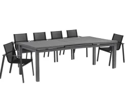 Acamp Esstisch-Gruppen|Gartenmöbel-Sets - Gartenmöbel-Set Ausziehtisch Chicago und Stapelstuhl Hollywood, 7-teilig