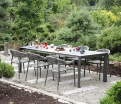 Acamp Esstisch-Gruppen|Gartenmöbel-Sets > Gartenmöbel-Set Ausziehtisch Woody und Stapelsessel Brooklyn, 7-teilig