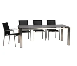 Acamp Esstisch-Gruppen|Gartenmöbel-Sets > Gartenmöbel-Set Keramiktisch Auris und Stapelstuhl Auris, 5-teilig