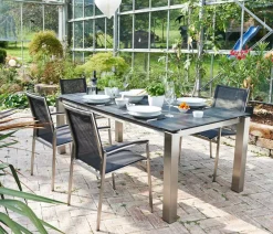 Acamp Esstisch-Gruppen|Gartenmöbel-Sets > Gartenmöbel-Set Keramiktisch Auris und Stapelstuhl Auris, 5-teilig