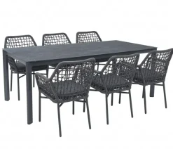 Acamp Esstisch-Gruppen|Gartenmöbel-Sets - Gartenmöbel-Set Rom, 7-teilig Dunkelgrau