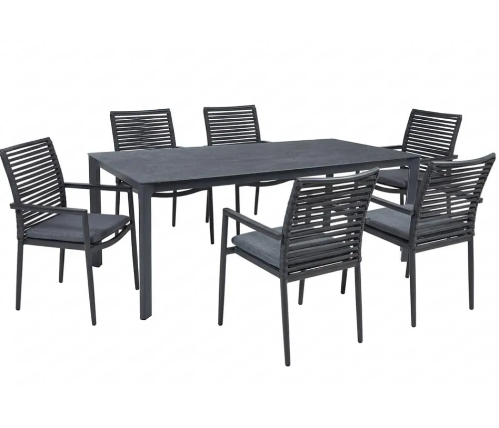 Acamp Esstisch-Gruppen|Gartenmöbel-Sets > Gartenmöbel-Set Tisch Rom und Stapelstuhl New Jersey, 7-teilig
