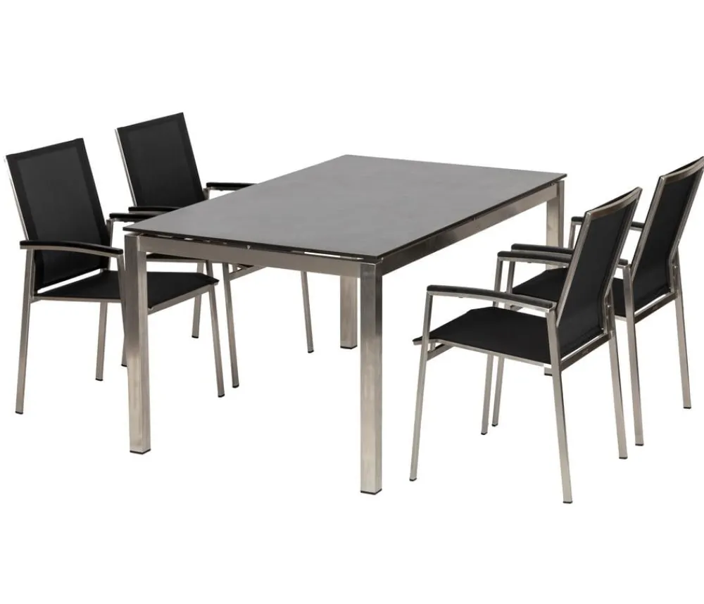 Acamp Esstisch-Gruppen|Gartenmöbel-Sets - Gartenmöbel-Set Tisch Skye und Stapelstuhl Auris, 5-teilig