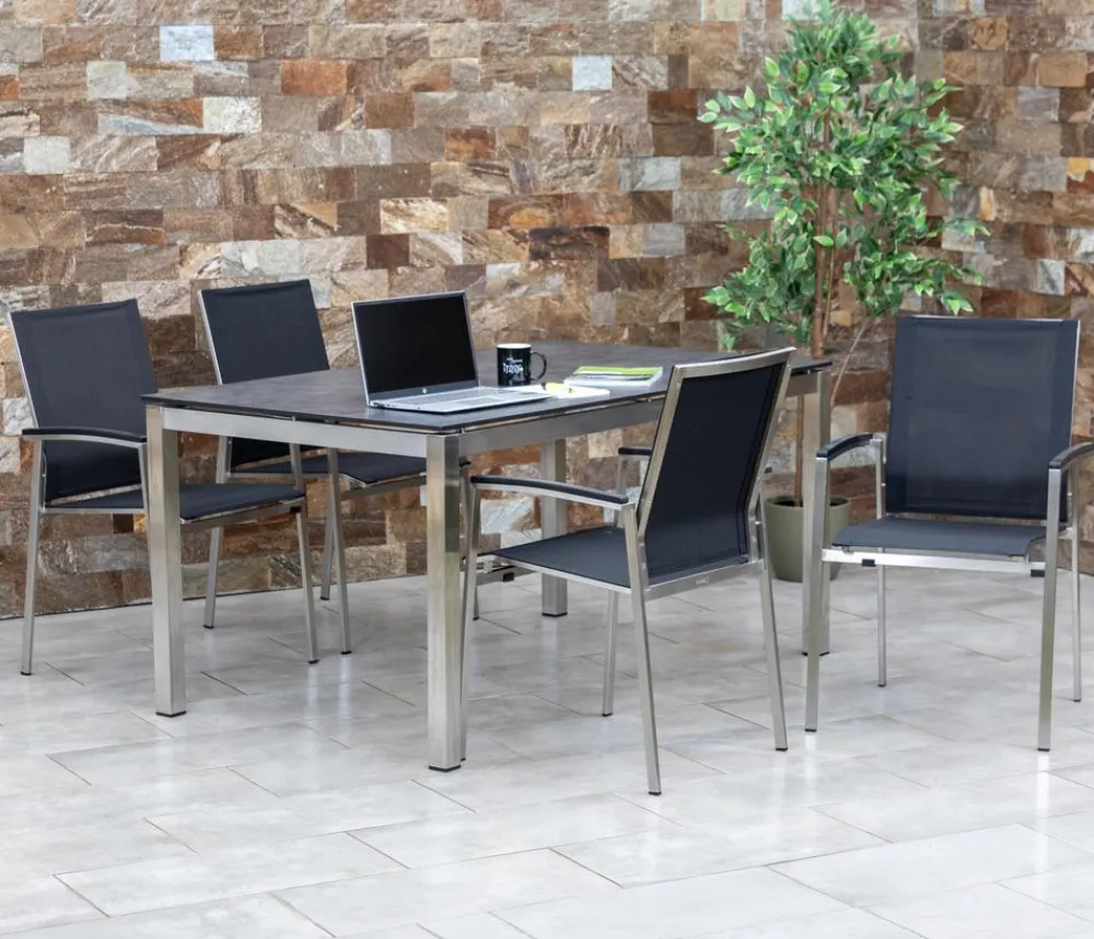 Acamp Esstisch-Gruppen|Gartenmöbel-Sets - Gartenmöbel-Set Tisch Skye und Stapelstuhl Auris, 5-teilig