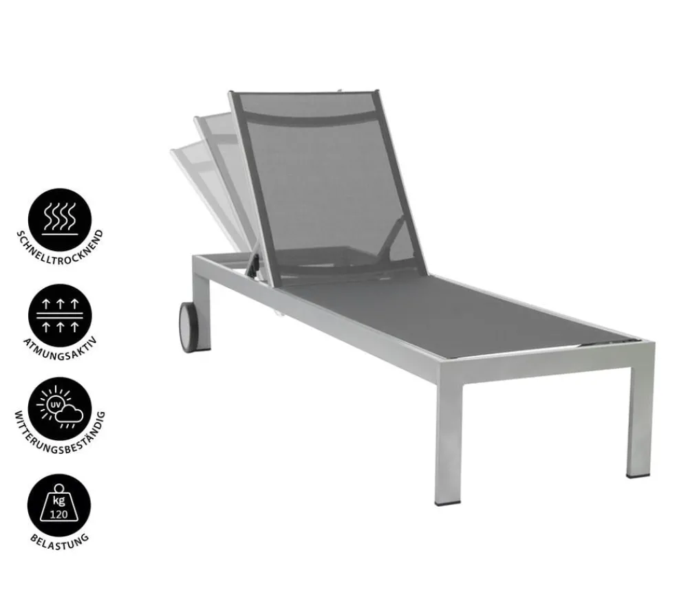 Acamp Rollliegen|Gartenliegen Aluminium > Sonnenliege Rimini, ca. B60/H35/T198 cm