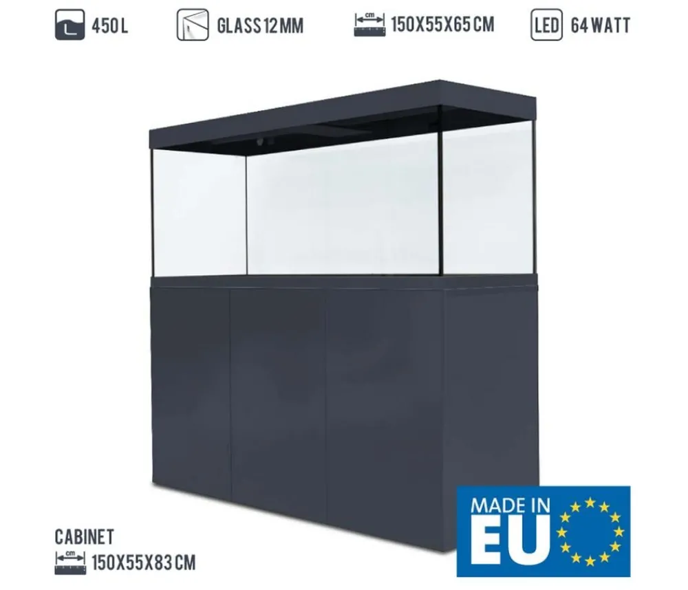 amtra Aquarium Komplettsets > Aquarium Kombination ALUX 450 LED, ca. B150/H148/T55 cm, 450 l