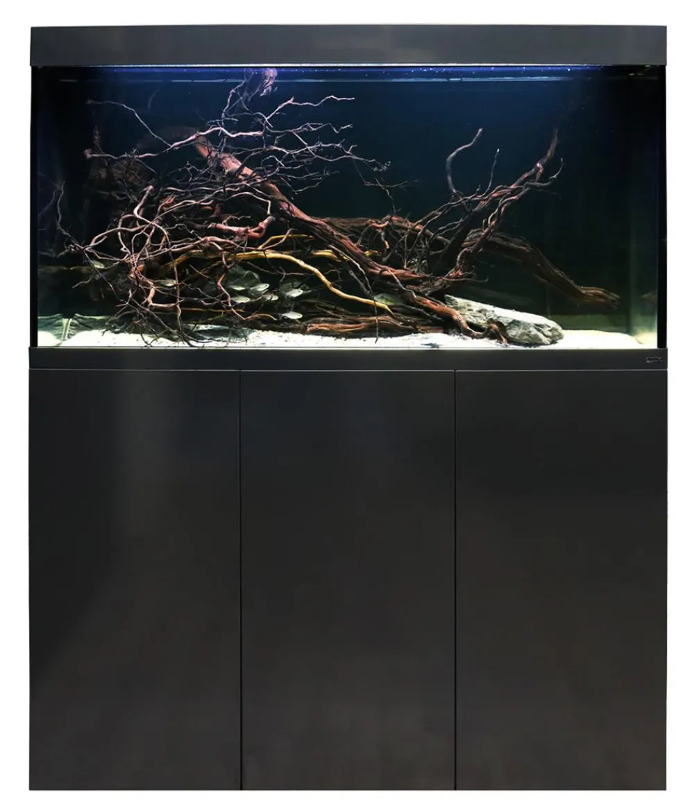 amtra Aquarium Komplettsets - Aquarium Kombination ALUX 330 LED, ca. B120/H148/T50 cm, 330 l Dunkelgrau