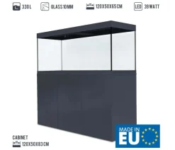 amtra Aquarium Komplettsets - Aquarium Kombination ALUX 330 LED, ca. B120/H148/T50 cm, 330 l Dunkelgrau