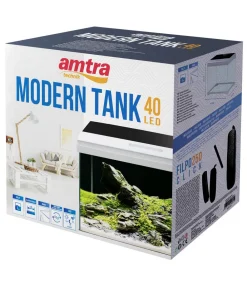 amtra Einsteiger Aquarien - Aquarium-Set Modern Tank 40 LED, 28 l, , ca. B42,5/H36,5/T23,5 cm Weiß