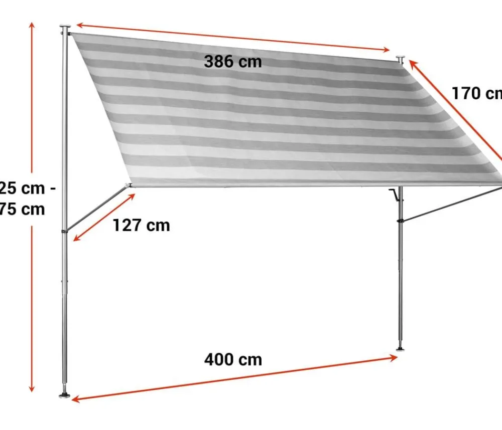 Angerer Klemmmarkise Premium, gestreift, ca. B400/H275/T170 cm Hellgrau Clearance