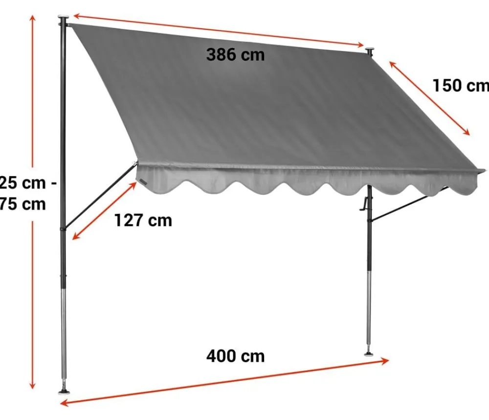 Angerer Klemmmarkise Standard, uni, ca. B400/H275/T150 cm Grün Outlet