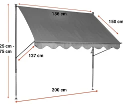 Angerer Markisen - Klemmmarkise Standard, uni, ca. B200/H275/T150 cm Beige