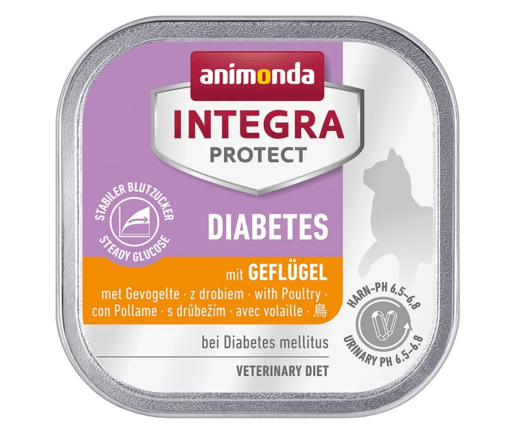 animonda INTEGRA PROTECT Diätfutter Katze|Nassfutter Katze - Nassfutter für Katzen Diabetes Adult, Geflügel, 16 x 100 g