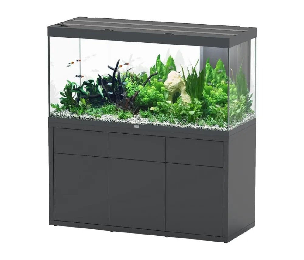 aquatlantis Aquarium Komplettsets - Aquarium Kombination Sublime Ultra 150x60, ca. B148,6/H157,2/T58,8 cm, 648 l Dunkelgrau