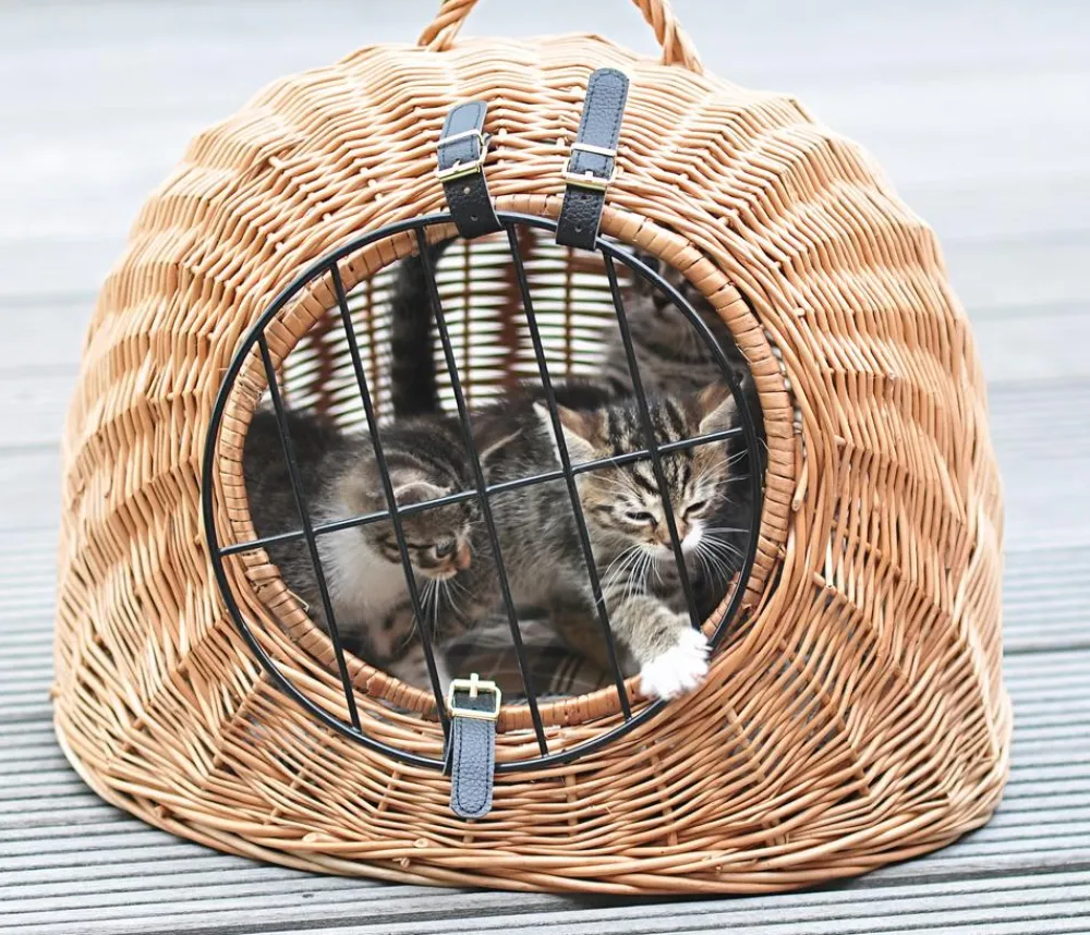 Aumüller Korbwaren Mehr Katzenzubehör|Hundetransportboxen - Aumüller Korbhöhle mit Gitter Hellbraun