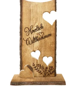 Badeko Mehr Gartendekoration|Gartenzwerge & Gartenfiguren > Holz-Ständer Herzlich Willkommen mit Herzen, ca. H75 cm
