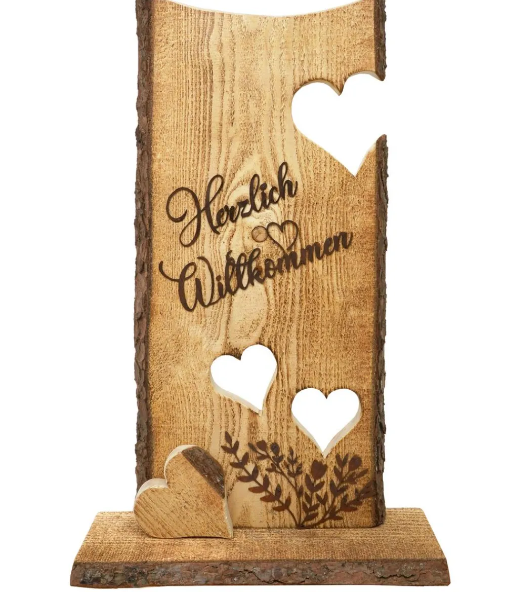 Badeko Mehr Gartendekoration|Gartenzwerge & Gartenfiguren > Holz-Ständer Herzlich Willkommen mit Herzen, ca. H75 cm