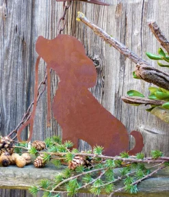 Badeko Mehr Gartendekoration|Gartenzwerge & Gartenfiguren - Metall-Hund Rocki, ca. H30 cm Braun