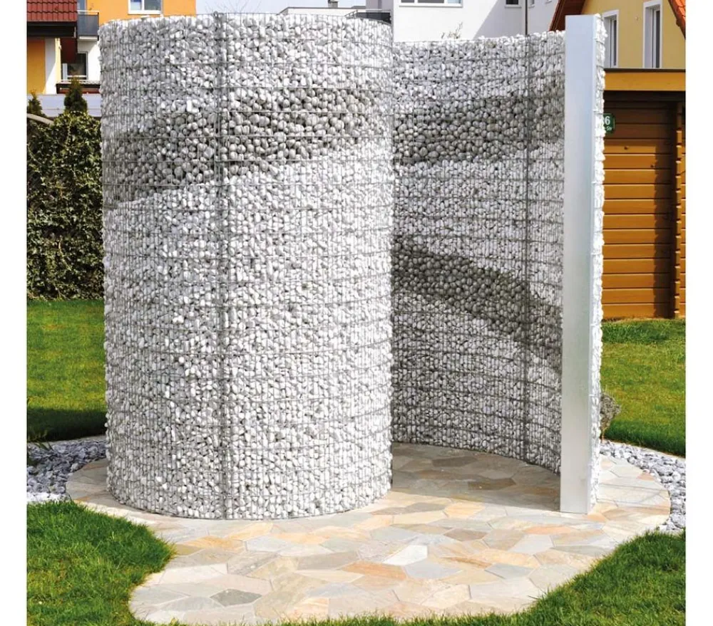Bellissa Zäune, Gabionen & Zubehör - Schneckendusche/Umkleide Gabione, 230 x 180 x 210 cm Hellgrau