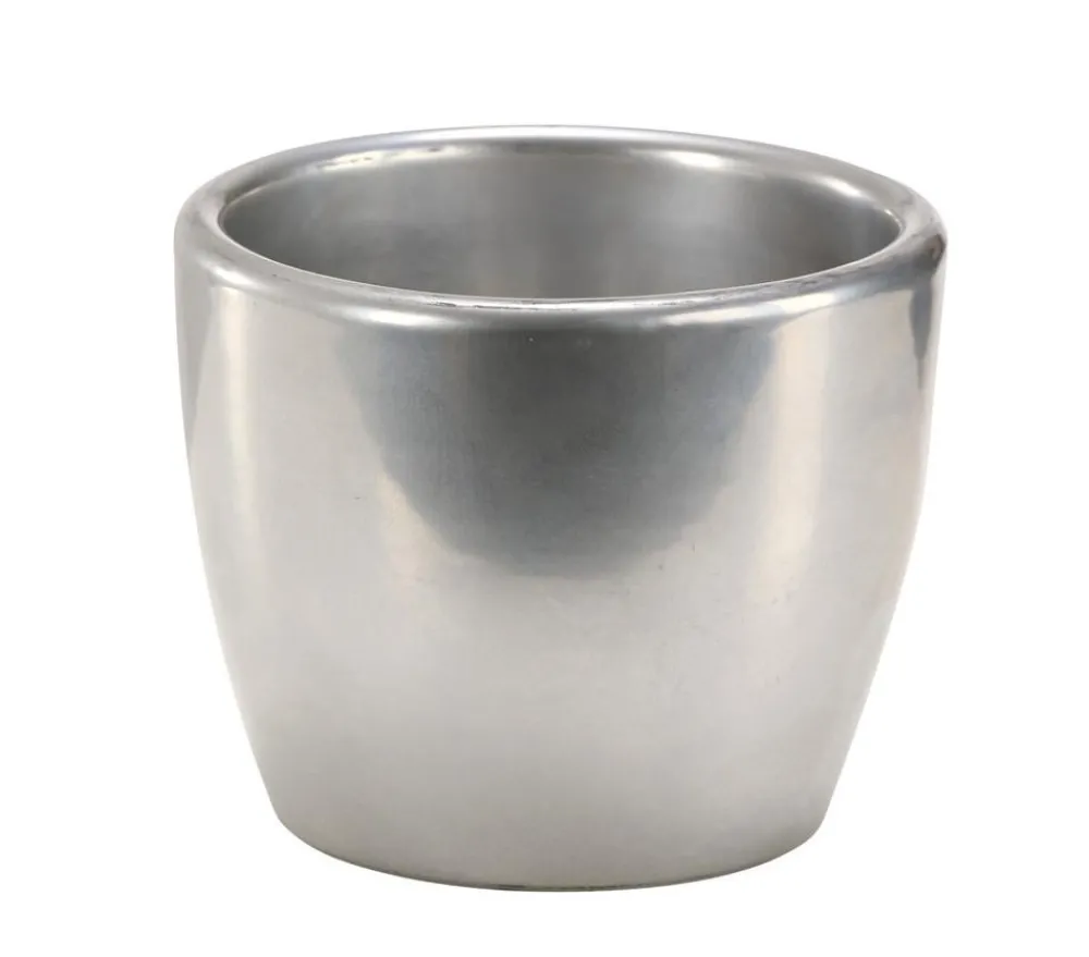 Dehner Blumentöpfe & Übertöpfe - Übertopf aus Keramik, rund, Ø 7 cm Silber