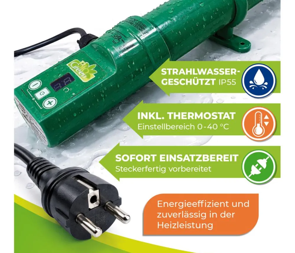 Bio Green Elektro-Gewächshausheizung 135 W mit integriertem Thermostat, ca. B100/H5/T5 cm Grün Sale