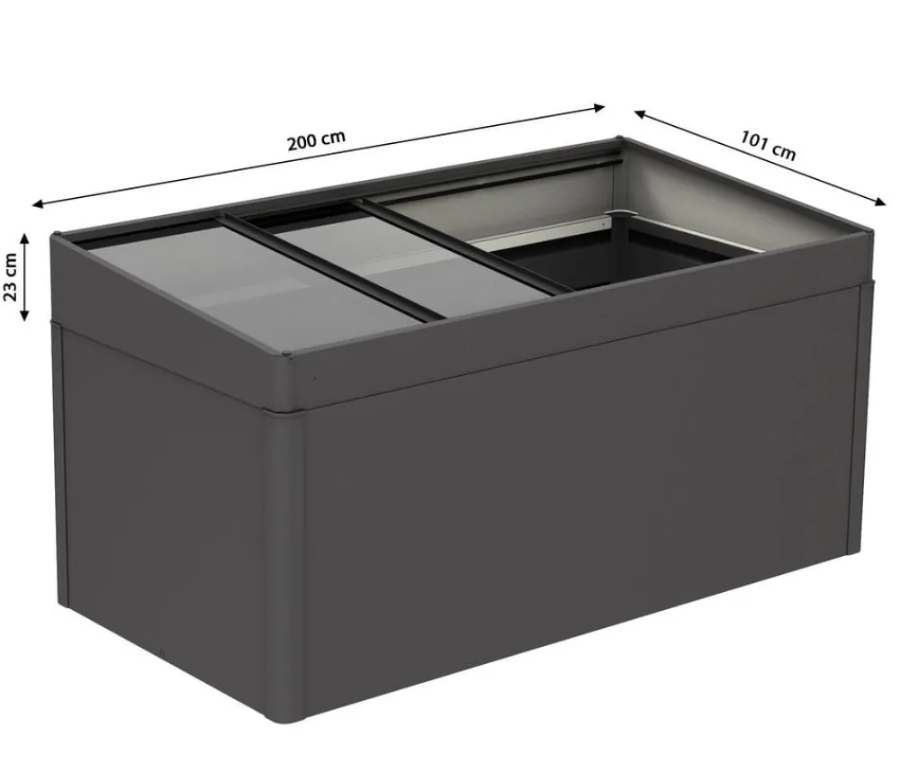 biohort Frühbeetaufsatz 2x1, ca. B200,2/H28,5/T101,8 cm Dunkelgrau