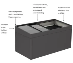 biohort Frühbeetaufsatz 2x1, ca. B200,2/H28,5/T101,8 cm Dunkelgrau