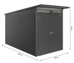 biohort Gerätehaus AvantGarde® Gr. A4, ca. B180/H222/T380 cm Dunkelgrau New