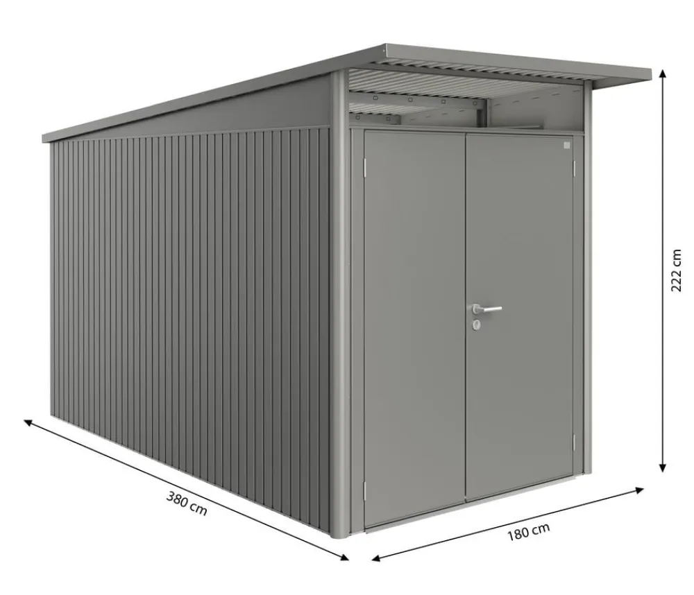biohort Gerätehaus AvantGarde® Gr. A4, ca. B180/H222/T380 cm Quarzgrau Sale