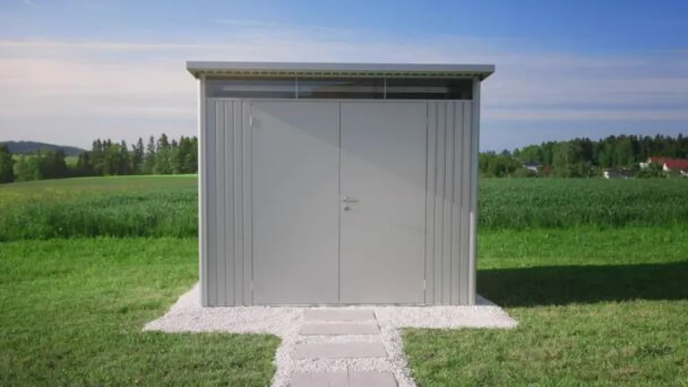 biohort Gerätehaus AvantGarde® Gr. A4, ca. B180/H222/T380 cm Quarzgrau Sale