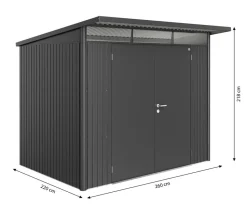 biohort Gerätehaus AvantGarde® A5, ca. B260/H218/T220 cm Dunkelgrau Clearance