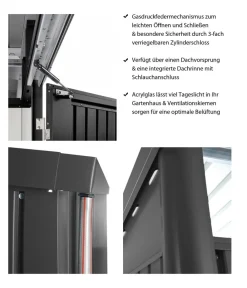 biohort Gartenhäuser & Gerätehäuser - Gerätehaus AvantGarde® A5, ca. B260/H218/T220 cm Quarzgrau