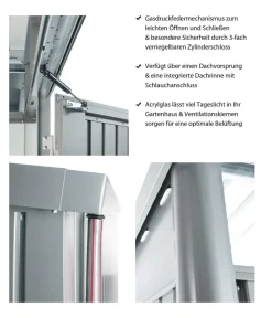 biohort Gerätehaus AvantGarde® Gr. A6, ca. B260/H218/T260 cm Silber