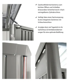 biohort Gartenhäuser & Gerätehäuser - Gerätehaus AvantGarde® Gr. A6, ca. B260/H218/T260 cm Quarzgrau