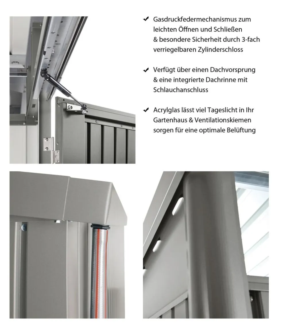 biohort Gerätehaus AvantGarde® Gr. A3, ca. B180/H218/T300 cm Quarzgrau Outlet