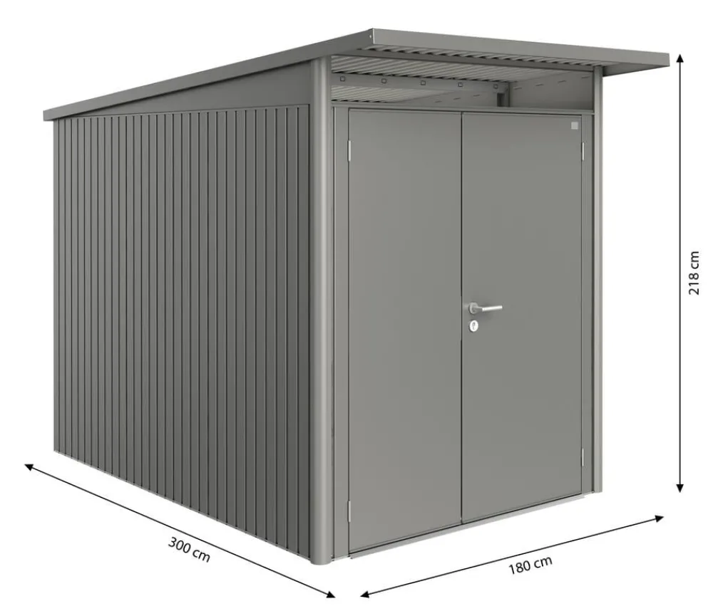 biohort Gerätehaus AvantGarde® Gr. A3, ca. B180/H218/T300 cm Quarzgrau Outlet