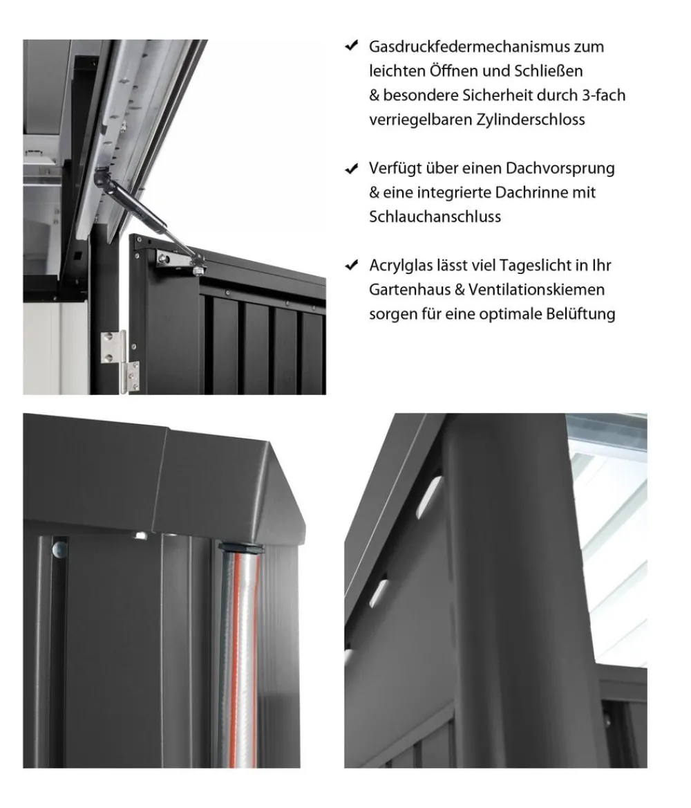 biohort Gartenhäuser & Gerätehäuser - Gerätehaus AvantGarde® A7, ca. B260/H217/T300 cm Quarzgrau