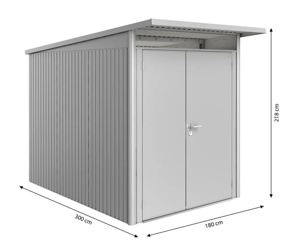 biohort Gerätehaus AvantGarde® Gr. A3, ca. B180/H218/T300 cm Silber Clearance