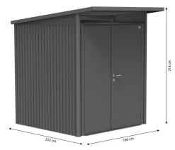 biohort Gartenhäuser & Gerätehäuser - Gerätehaus AvantGarde® A1, ca. B180/H250/T220 cm Dunkelgrau