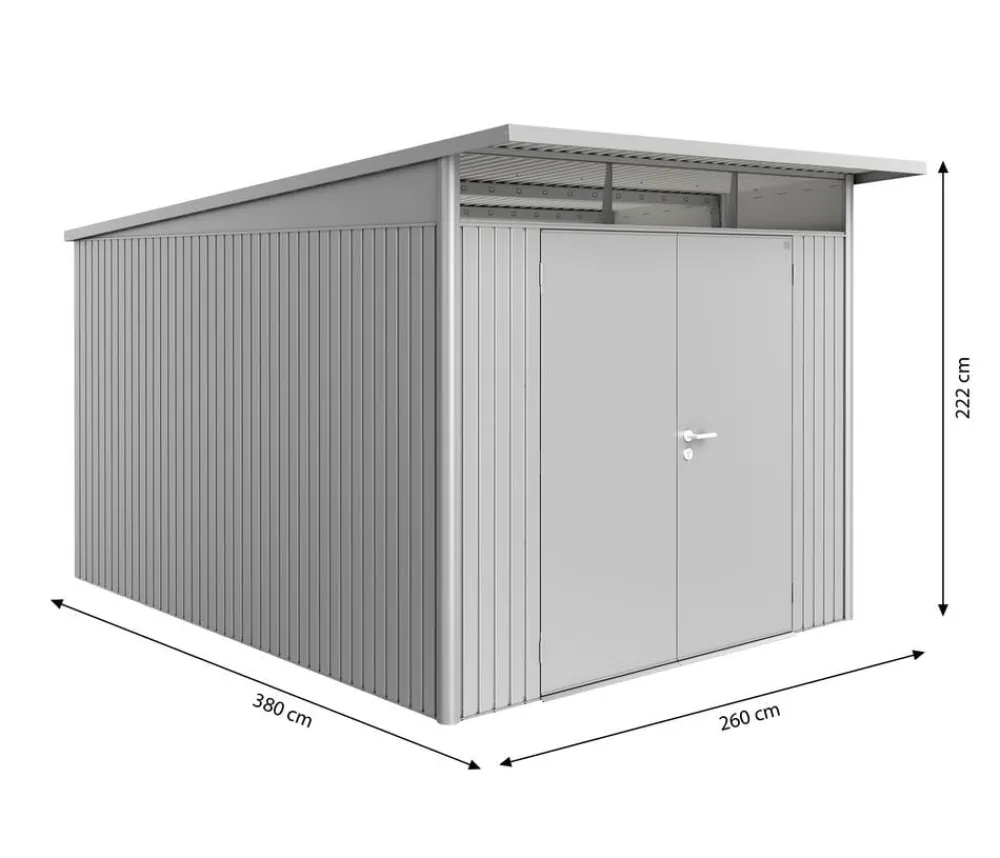 biohort Gartenhäuser & Gerätehäuser - Gerätehaus AvantGarde® A8, ca. B260/H222/T380 cm Silber