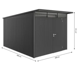 biohort Gartenhäuser & Gerätehäuser - Gerätehaus AvantGarde® A8, ca. B260/H222/T380 cm Dunkelgrau