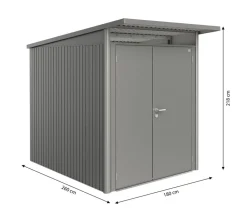 biohort Gartenhäuser & Gerätehäuser - Gerätehaus AvantGarde® Gr. A2, ca. B180/H218/T260 cm Quarzgrau