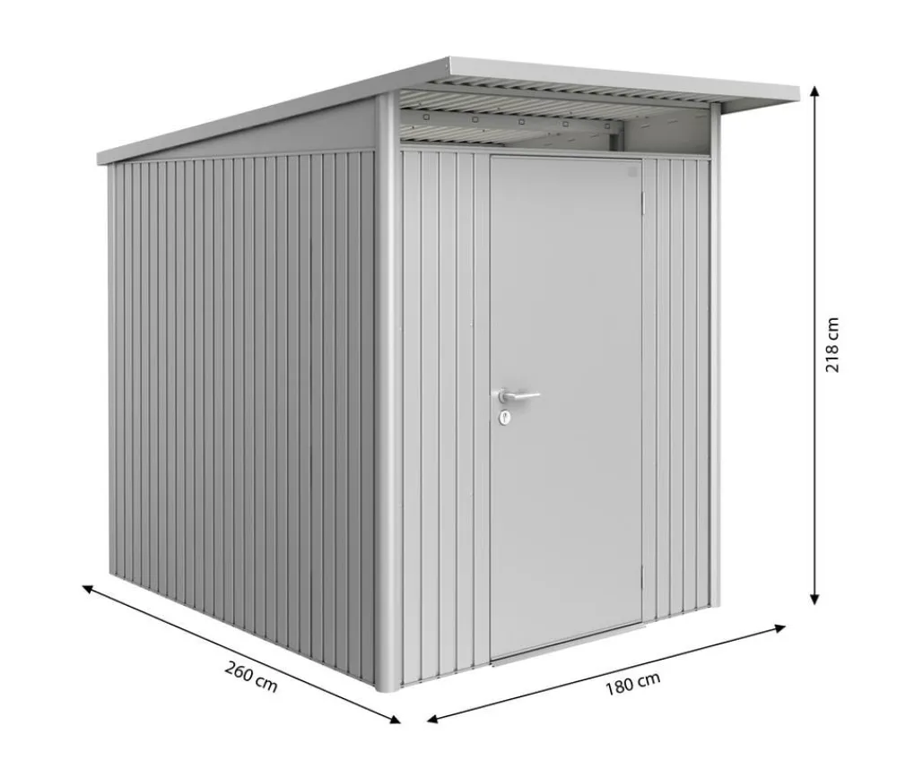 biohort Gartenhäuser & Gerätehäuser - Gerätehaus AvantGarde® Gr. A2, ca. B180/H218/T260 cm Silber