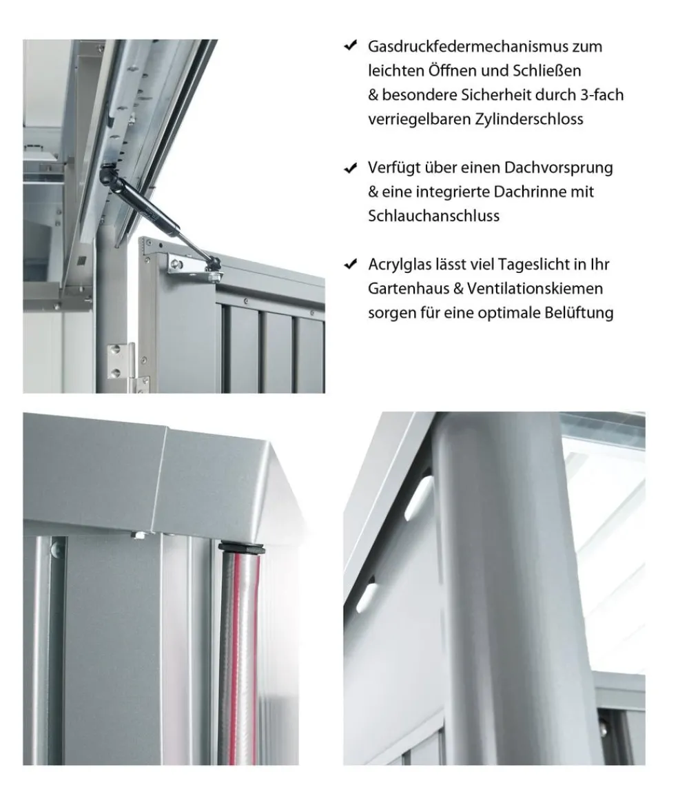 biohort Gartenhäuser & Gerätehäuser - Gerätehaus AvantGarde® Gr. A2, ca. B180/H218/T260 cm Silber