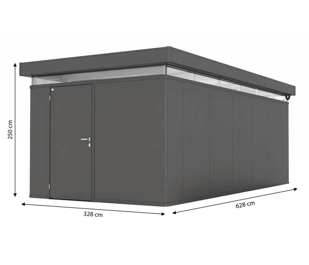 biohort Gartenhäuser & Gerätehäuser - Gerätehaus CasaNova® 3 x 6, ca. B328/H250/T628 cm Dunkelgrau
