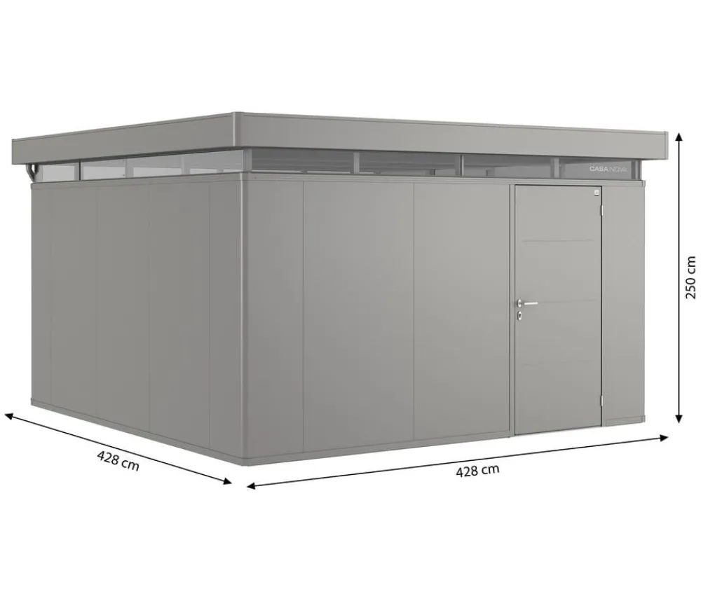 biohort Gartenhäuser & Gerätehäuser - Gerätehaus CasaNova® 4 x 4, ca. B428/H250/T428 cm Quarzgrau