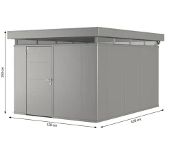 biohort Gerätehaus CasaNova® 3 x 4, ca. B328/H250/T428 cm Quarzgrau Discount