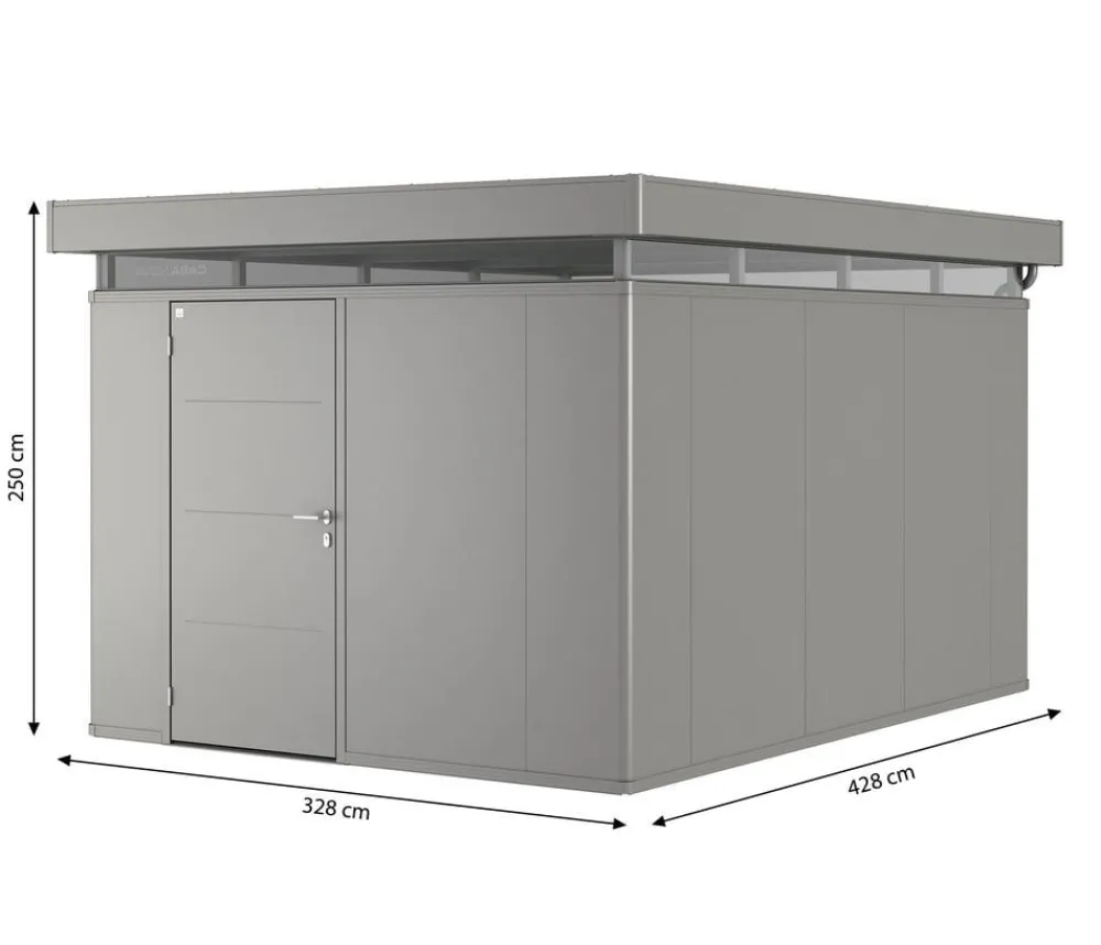 biohort Gerätehaus CasaNova® 3 x 4, ca. B328/H250/T428 cm Quarzgrau Discount