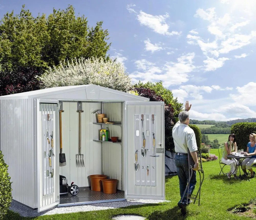 biohort Gerätehaus Europa 3, ca. B244/H203/T156 cm Silber Hot